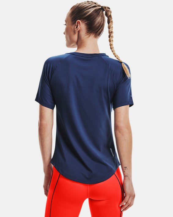 Women's UA RUSH™ HeatGear® Mesh Short Sleeve, Blue, pdpMainDesktop image number 1